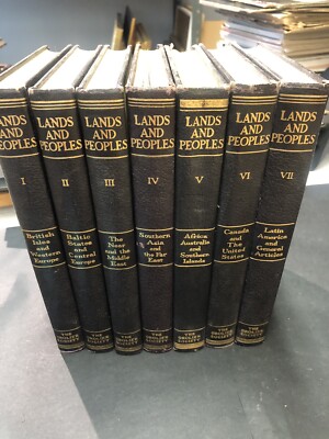 LANDS AND PEOPLES THE WORLD IN COLOR Complete Set of 7 Grolier Society (1955-56)-image