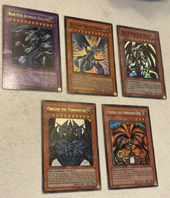 1996 Yugioh ~ BLUE/RED EYES DRAGON EXODIA OBELISK ~ 5 Card SUPER/RARE ~ HOLO Lot-image