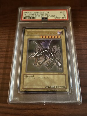 2002 YUGIOH Red-Eyes Black Dragon LOB-070 Ultra Rare Unlimited PSA 5-image