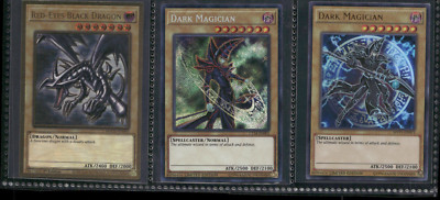Yugioh Cards 3 Card Set Lot Set Holo Dark Magician Red Eyes 1st Edition-image