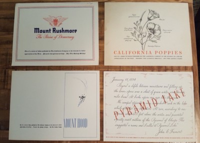 Set of 4 - WWII Folio Prints /THE CALIFORNIA CO. - Mount Rushmore/Mount Hood-image
