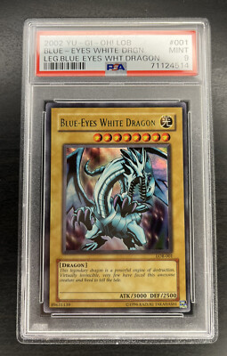Yugioh 2002 PSA 9 Blue Eyes White Dragon LOB Unlimited ORIGINAL 2002-image