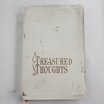 Treasured Thoughts White Leather Bound Stories Poems 1968 Thomas C Jones-image