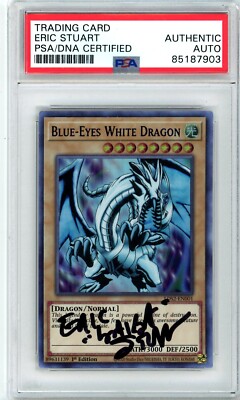 PSA Signed Eric Stuart Yu-Gi-Oh! Blue-Eyes White Dragon  LDS2-EN001 1st Edition-image