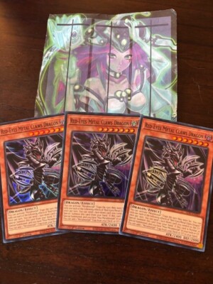 Yugioh 3x Red-Eyes Metal Claws Dragon ALIN-EN025 Alliance Insight 1st Edition-image