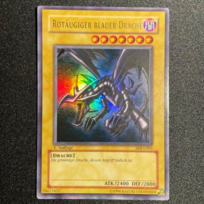 Yu-Gi-Oh! Red-Eyes Black Dragon SDJ-G001 1st Edition Ultra Rare German LP EX-image