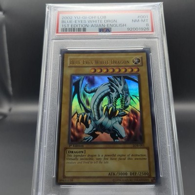 Yu-Gi-Oh 2002 Blue-Eyes White Dragon LOB-001 1st edition Old Asia PSA8 r99puadd-image