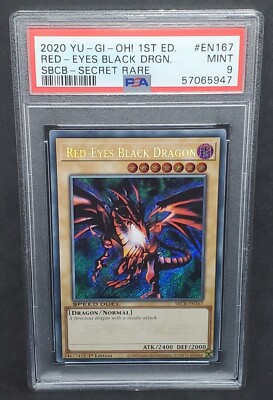 Yugioh PSA 9 MINT Red-Eyes Black Dragon SBCB-EN167 1st Edition Secret Rare-image