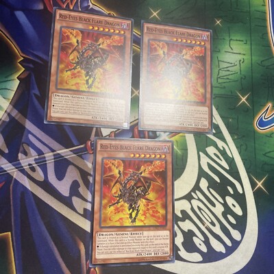 Yugioh! Red-Eyes Black Flare Dragon x3 LDK2-ENJ02 Playset NEW Unlimited NM/M-image