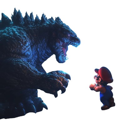 Godzilla Vs Mario Vinyl Car Decal Sticker – Waterproof & UV-Resistant-image