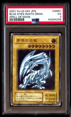 PSA 3 Blue-Eyes White Dragon SM-51 Spell of Mask ULT 2001 Japanese Graded Card-image