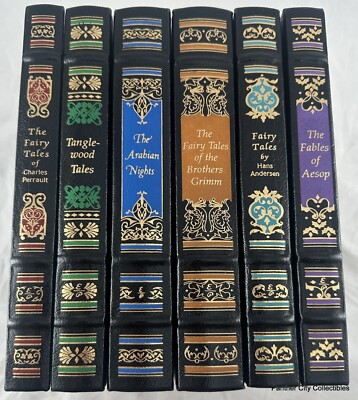 Easton Press 6v Matching Set Illustrated Classic Fairy Tales Aesop Grimm Hans +-image