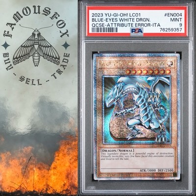 Yugioh Blue-Eyes White Dragon LC01-EN004 Quarter Century Rare Error Card PSA 9-image