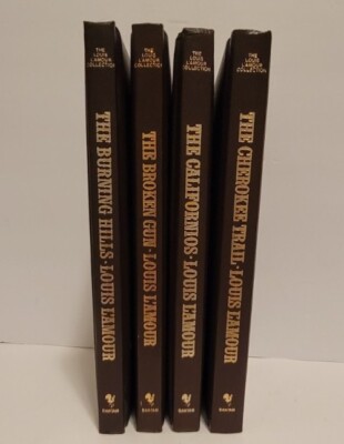 Louis Lamour Leatherette Bound Books Set of 4 Various Titles Preowned VGC -image