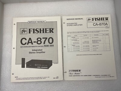 Original Fisher CA-870 REM885  Integrated Stereo Amplifier Service Manual Repair-image