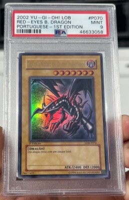 2002 Yu-Gi-Oh LOB-070, LDB-P070 Red-Eyes B. Dragon 1st Ed PSA MINT 9 Portuguese-image