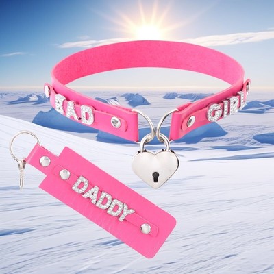 Choker DIY Necklace Heart LOCK Collar BDSM Gift LUST Pu Leather Custom SEX WIFE-image