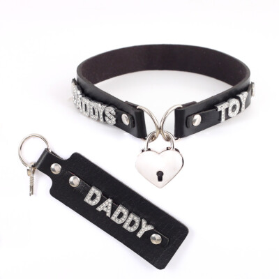 Necklace Collar Customized BDSM Gift Heart LOCK Jewelry Choker DIY Pu Leather-image