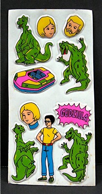 3 Godzilla Monster & Characters Asst Images Puffy Sticker Sheets Old Store Stock-image