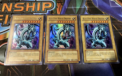 YuGiOh Blue Eyes White Dragon Ultra LOB-001 Unlimited Original PLAYSET - NM/VLP-image