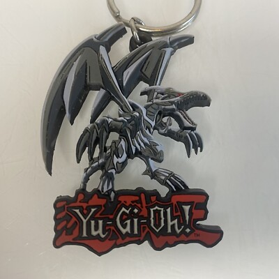 Yugioh Keyring Rare Vtg YU-GI-OH Kazuki Takahashi Red Eyes Black Dragon Chain-image
