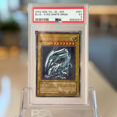 2002 Yugioh Blue Eyes White Dragon SDK-001 PSA 5 Ultra Rare #001-image
