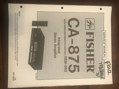 FISHER CA-875 INTEGRATED STEREO AMPLIFIER ORIGINAL SERVICE REPAIR MANUAL -image