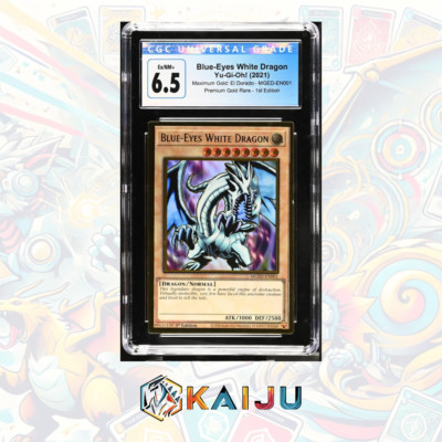 Yu-Gi-Oh! Blue-Eyes White Dragon 2021 MGED-EN001 Prem Gold Rare 1st Ed CGC 6.5-image
