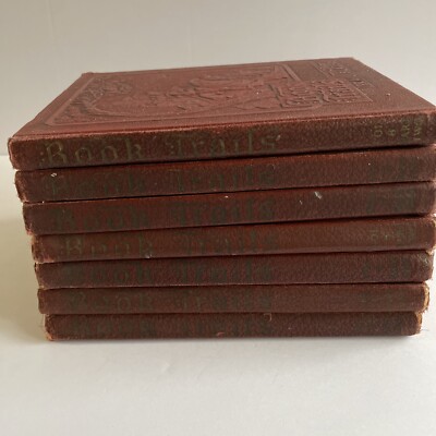 Book Trails Childrens Stories 1928 Set Of 7 Vintage Embossed Leather Covers-image