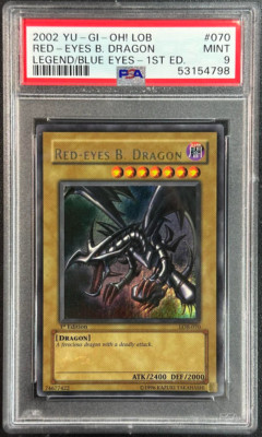 2002 LOB-070 Red Eyes B. Dragon Wavy 1st Edition Ultra Rare Yu-Gi-Oh! Card PSA 9-image