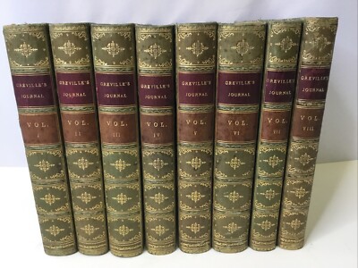Charles Greville’s Memoirs Journal Set, 1875-1887 Half Leather Vols 1-8, Good-image
