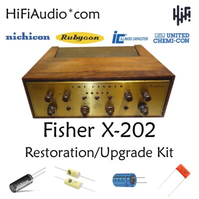 Fisher x202 amplifier tube restoration repair upgrade rebuild kit capacitor-image