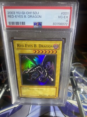 Red-Eyes B. Dragon - SDJ-001 - PSA 4 VG-EX - Ultra Rare Unlimited Yugioh -image