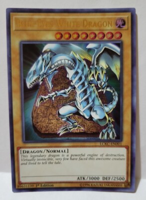 YUGIOH BLUE EYES WHITE DRAGON LCKC-EN001 1ST EDITION  ULTRA  LIGHT  PLAYED-image