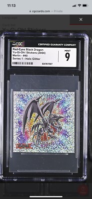 Yugioh Red Eyes Black Dragon 40 Merlin Holo Glitter Sticker Vintage CGC 9-image