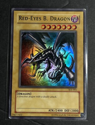 Yugioh Red Eyes Black Dragon SDJ-001 Foil Shift Misprint Error-image