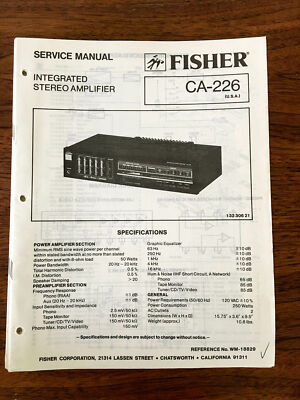 Fisher CA-226 Integrated Amplifier Service Manual *Original*-image