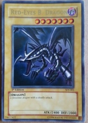 Red Eyes Black Dragon SDJ-001 1st Edition Moderate Play Yu-Gi-Oh Ultra Rare-image