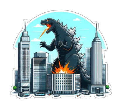 7x6cm 3pcs Godzilla Vinyl Stickers Laptop Mobile Phone Books Waterproof-image