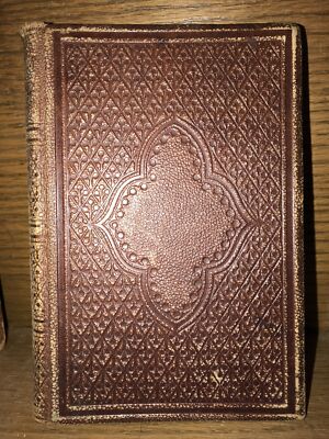 LEATHER Set;Bryant’s poems! Full tooled Lattice Victorian Light wear poetry gift-image
