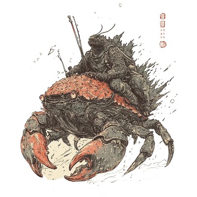 Godzilla Riding Crab Vinyl Car Decal Sticker – Waterproof & UV-Resistant-image