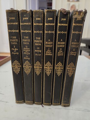John Galsworthy 6 Vols. leather set: Forsyte Saga and A Modern Comedy-image