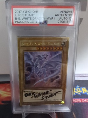 PSA Authentic 10 2017 Yu-Gi-Oh Eric Stuart Blue eyes White Dragon MVP1-image