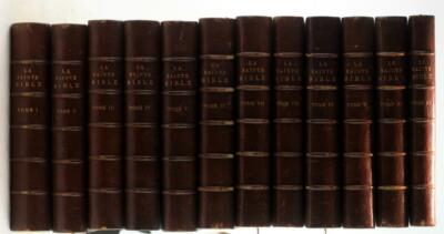 Leather 12 Volume Set 1789-1804 La Sainte Bible 300 Copperplate Engravings-image