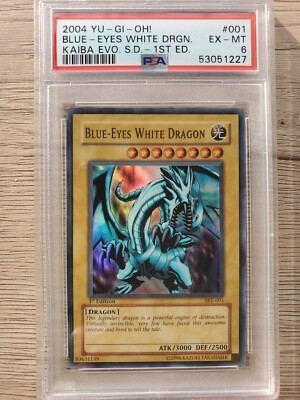 Yu-Gi-Oh! PSA 6 EX- Blue-Eyes White Dragon 1st Edition Super Rare- (SKE-001)-image