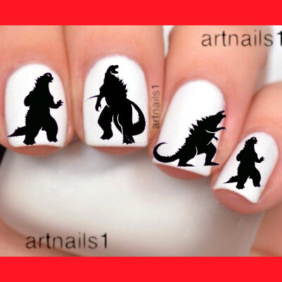 Godzilla Nails Silhouette Kaiju Cosplay Costume Nail Art Decal Mani Salon Polish-image