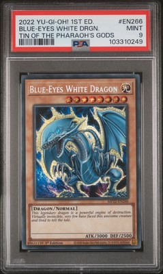 2022 YU-GI-OH! TIN OF THE PHARAOH'S GODS 1ST ED BLUE-EYES WHITE DRAGON PSA 9-image