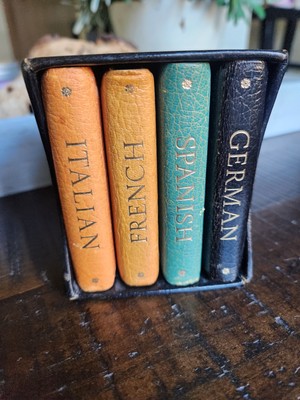 1964 Geoffrey Parker Burgess & Bowes Midget Mini Leather 4 Travel Dictionary Set-image