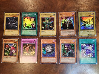 Yugioh 10 Card Lot Holos Red Eyes B. Dragon 1st Edition Holo-image