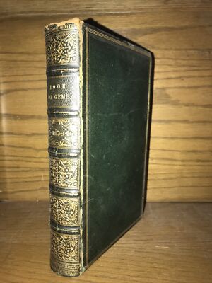 LEATHER Book Of Gems! 1838 Poetry Gift First Edition Art Artists Full Original-image